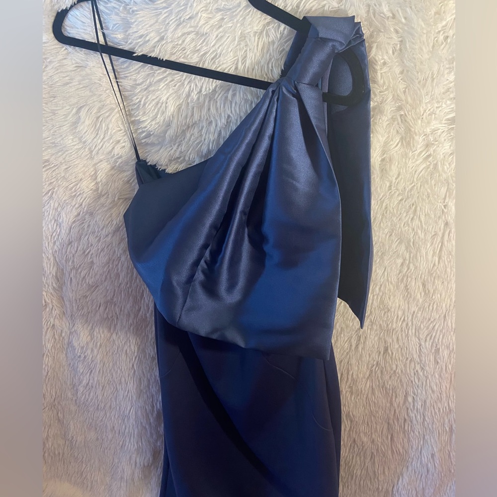 ASOS One Shoulder Satin Bow Midi Dress